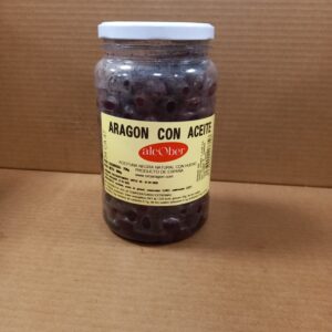 ACEITUNA NEGRA NATURAL CON HUESO ARAGON CON ACEITE ALCOBER